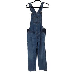 Old Navy Slouchy Straight Maternity Denim Overalls Side Panel Coveralls 6 Short